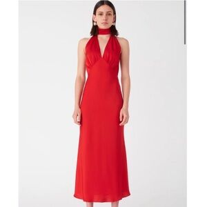 Misha Federica Satin Midi Dress Scarlett Red